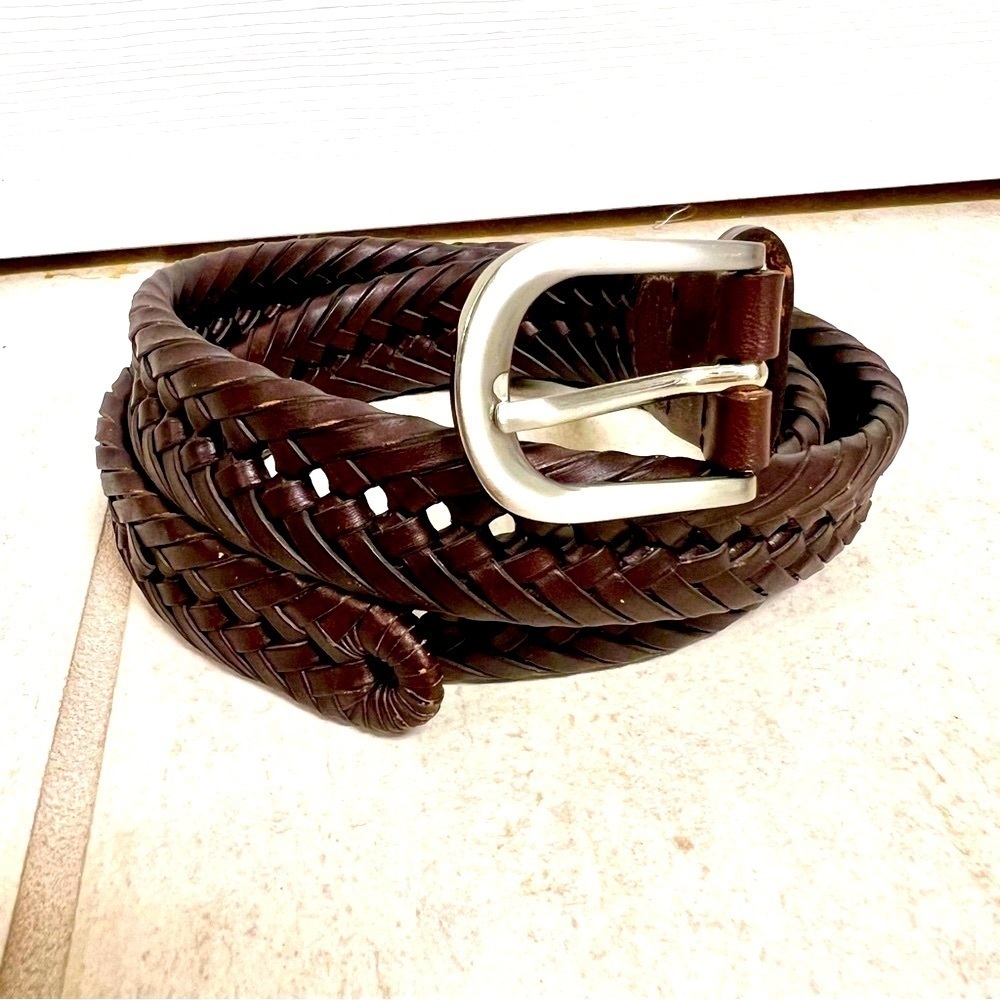 Vintage Woven Braided genuine Brown Leather Belt Size 40 men’s preppy old money